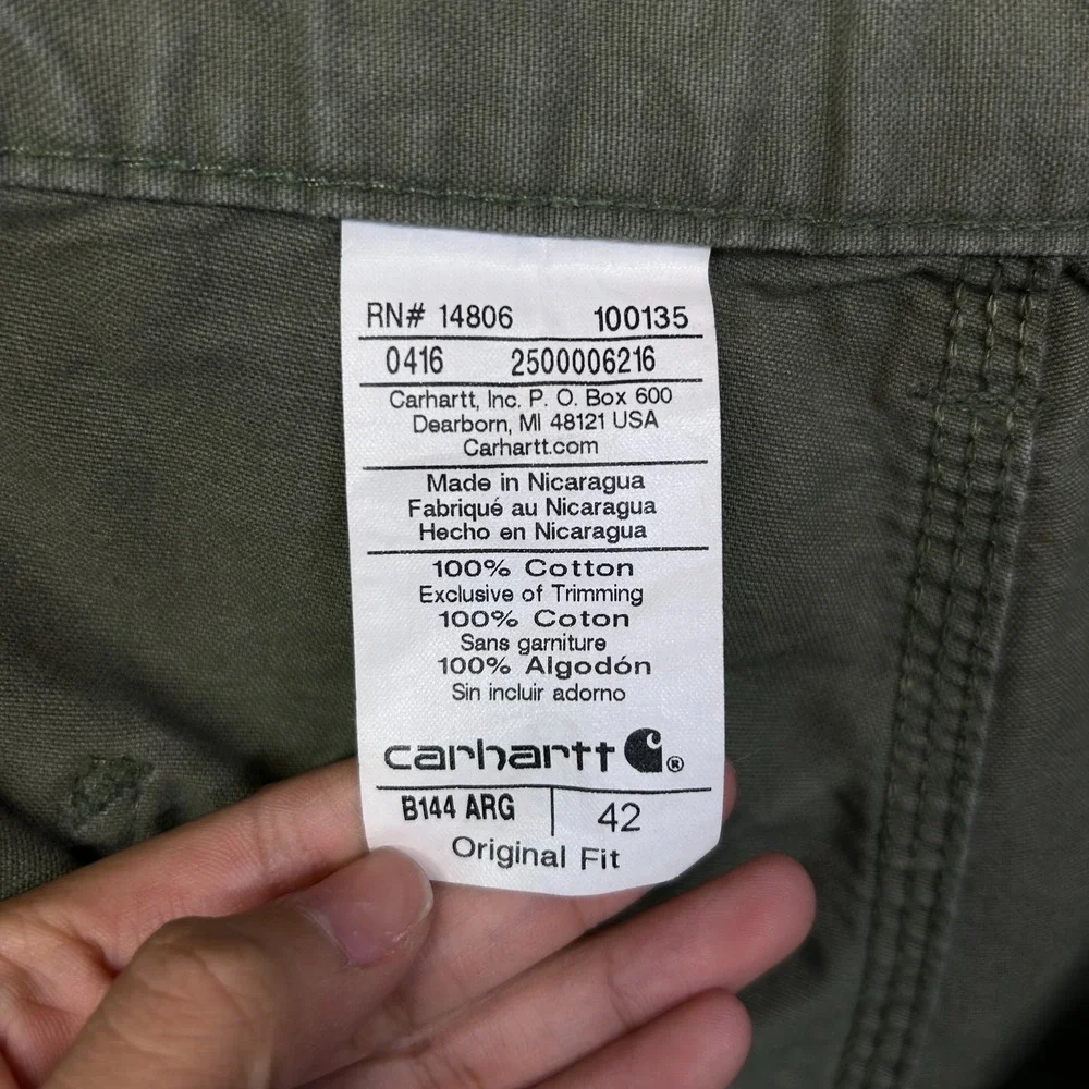 Carhartt B144 ARG Carpenter Shorts Men's Olive Green Original fit Workwear - 42